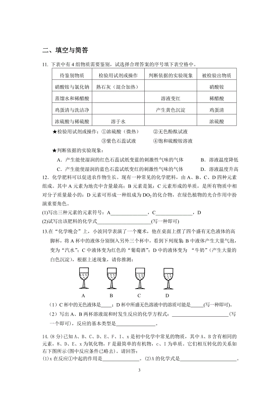 专题十二物质的推断和鉴别_第3页