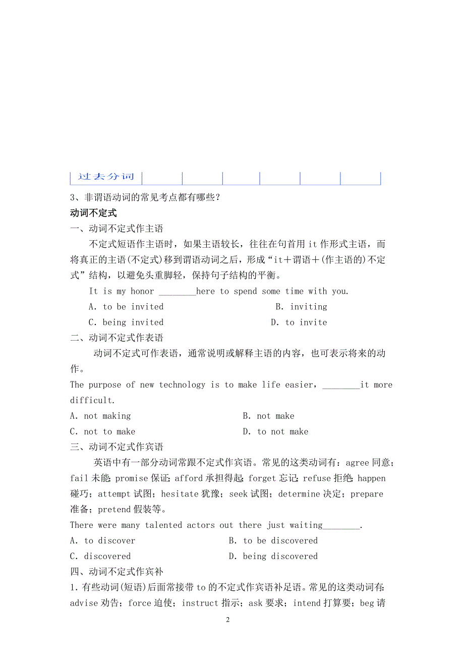 2012年高考英语《非谓语动词(一)》教案_第2页