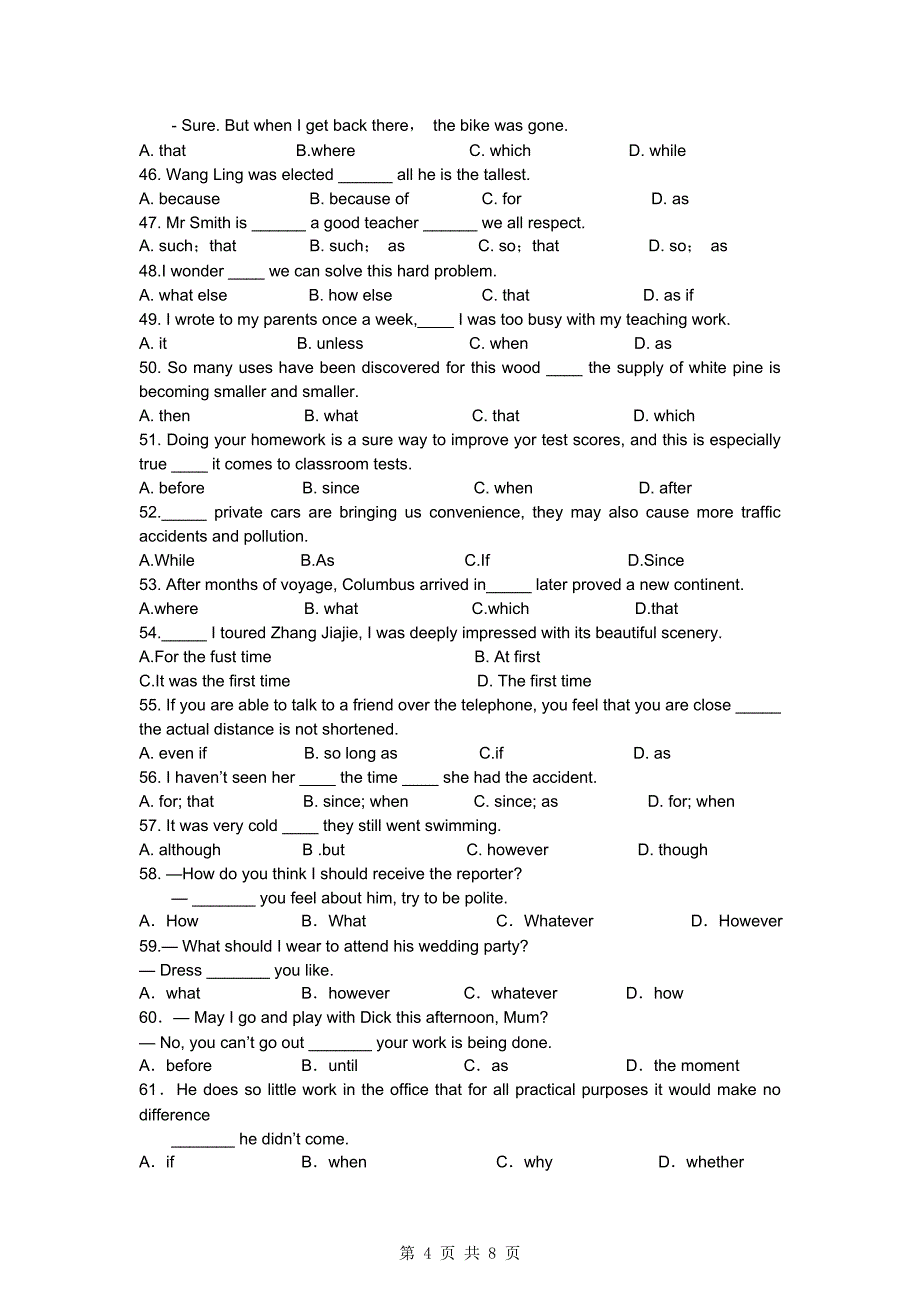名词性从句和状语从句训练题_第4页