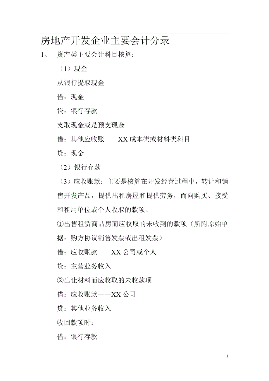 最新房地产开发企业会计分录_第1页