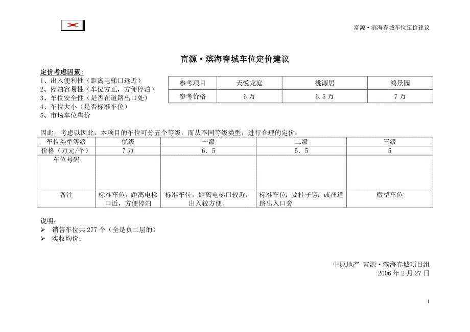 滨海春城车位价格方案_第1页