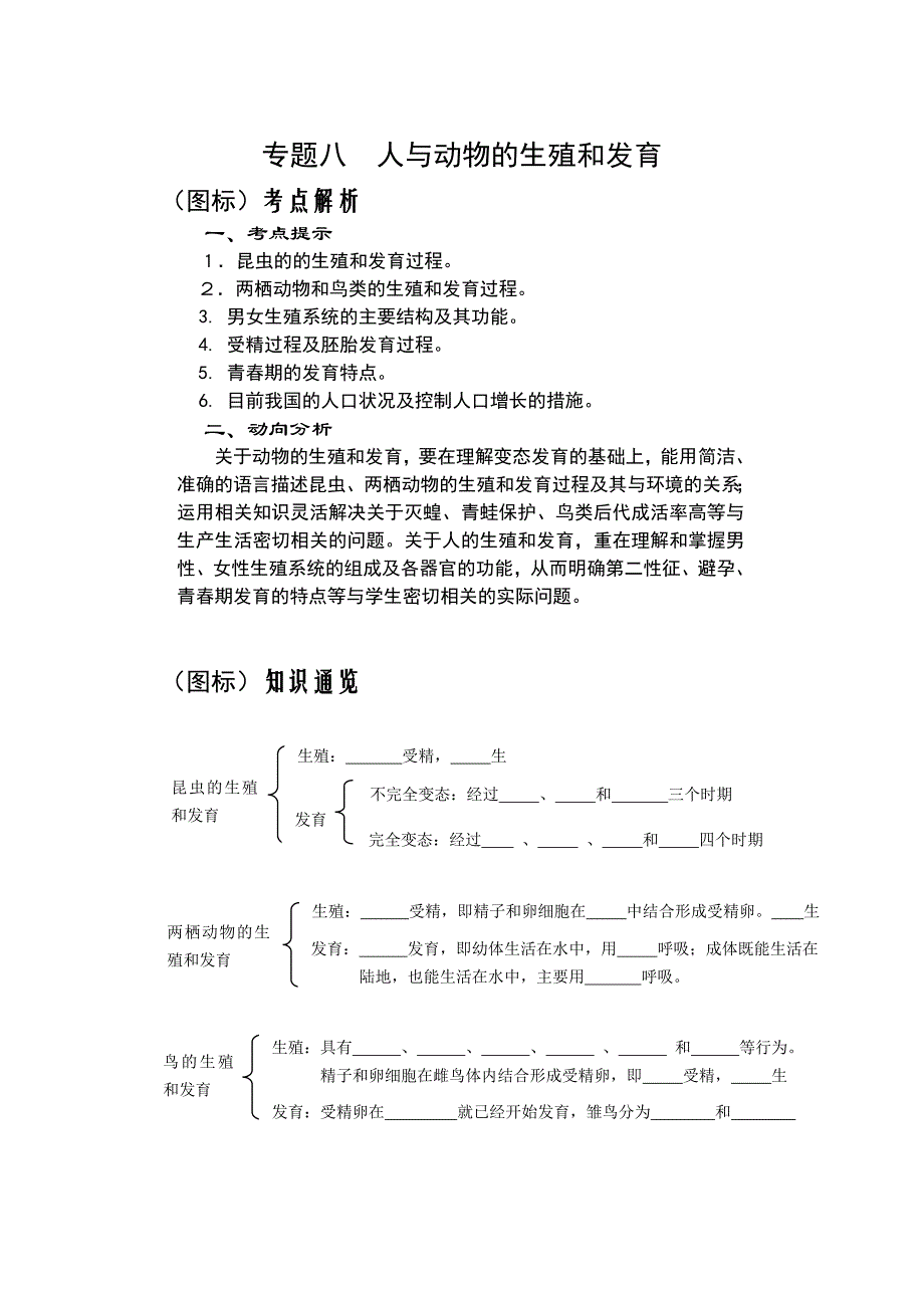 专题8(人与动物的生殖和发育)_第1页