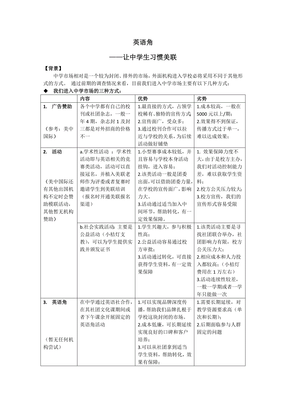 中学英语角活动方案_第1页