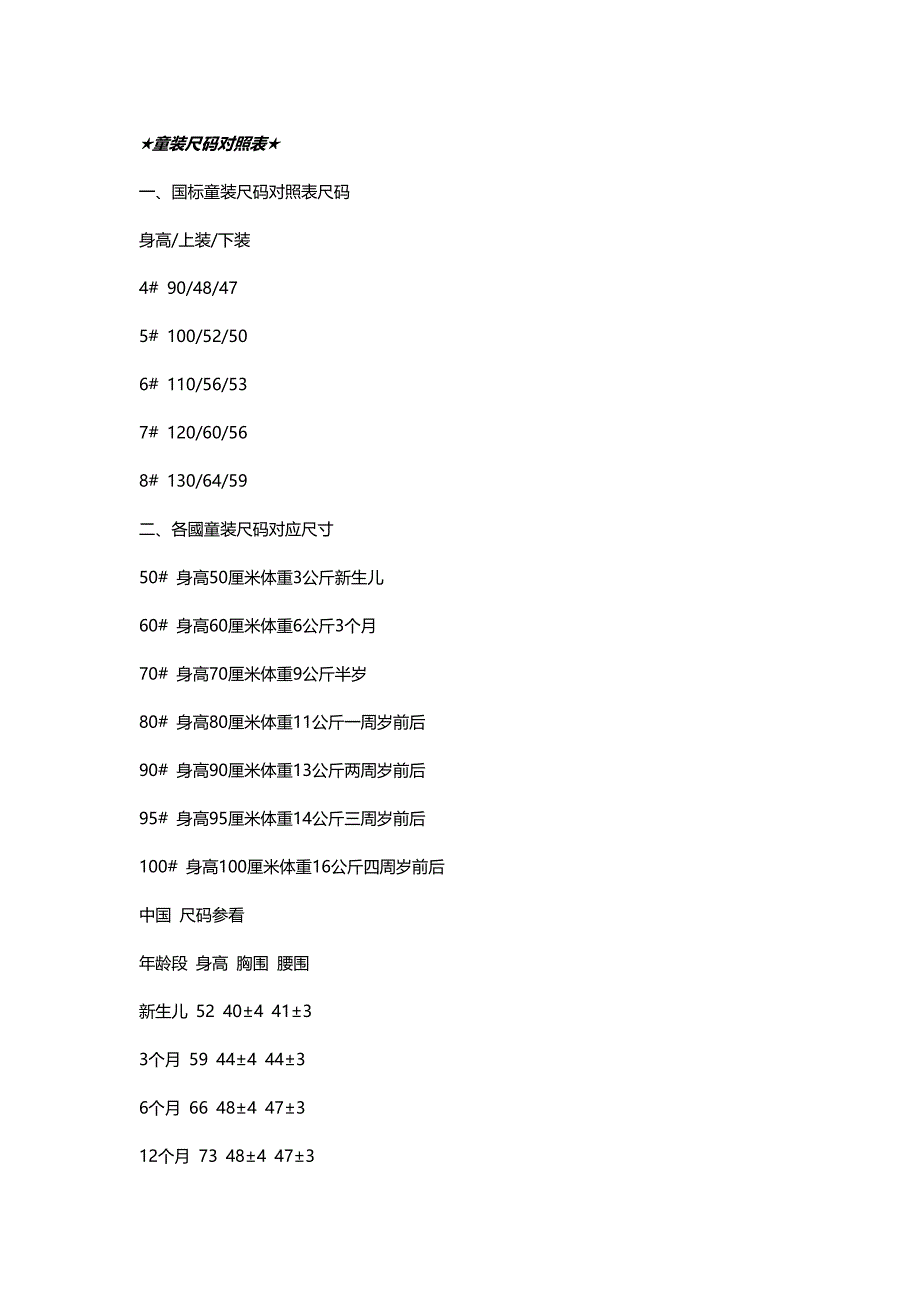 儿童衣服的尺寸分类_第2页