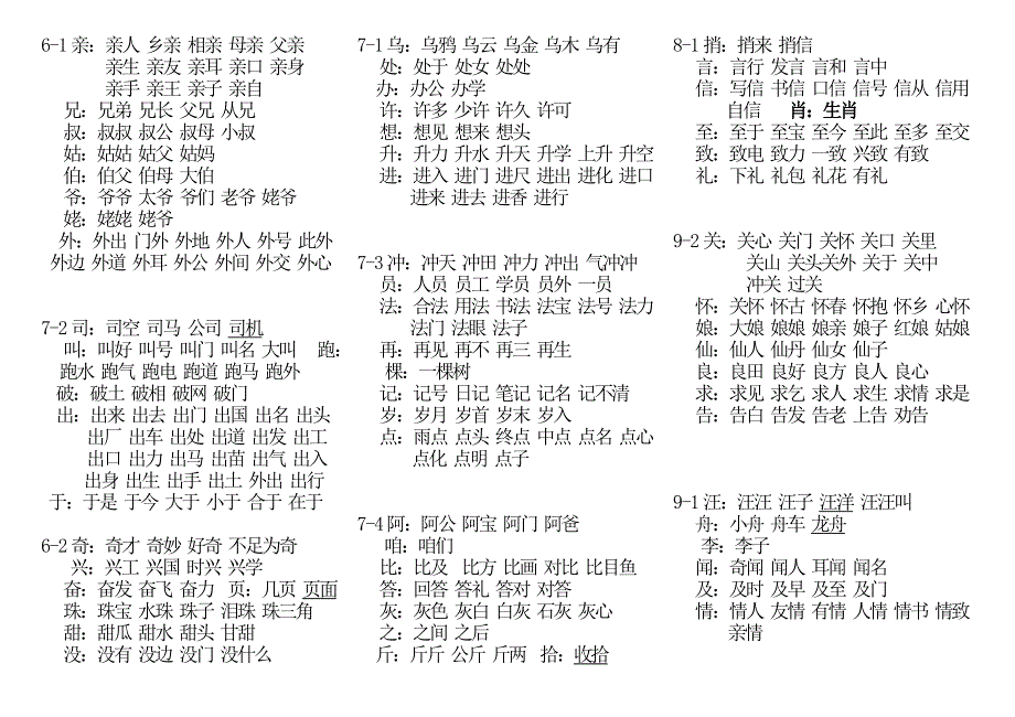 一年下生字词语(分课组词)_第3页