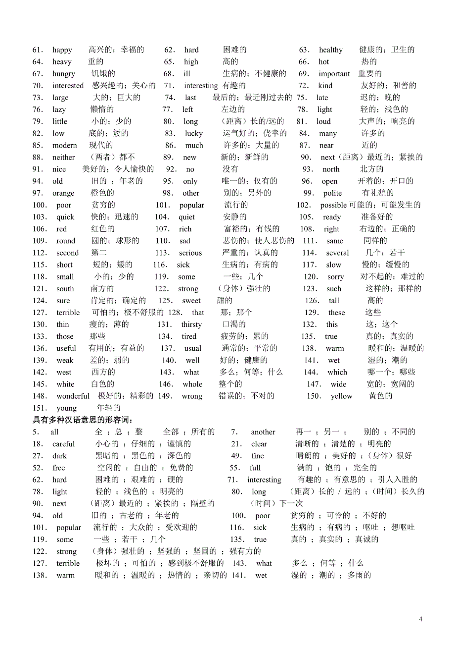 中考必考词汇背诵_第4页