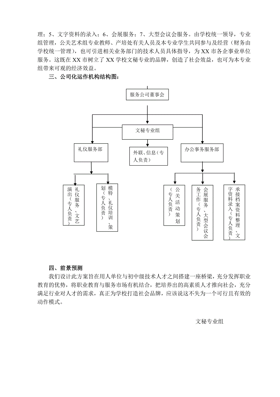 文秘专业公司运作化模式方案_第2页