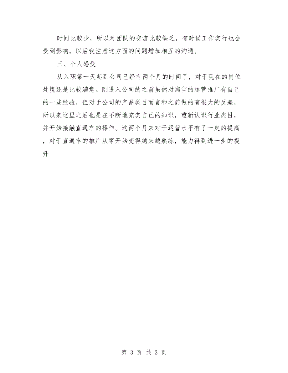 电子商务推广专员试用期工作总结_第3页