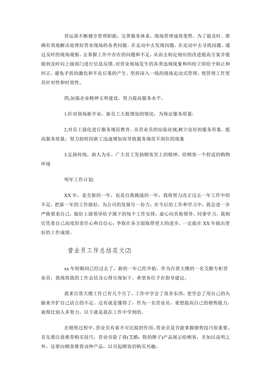 营业员个人工作总结范文精选_第2页