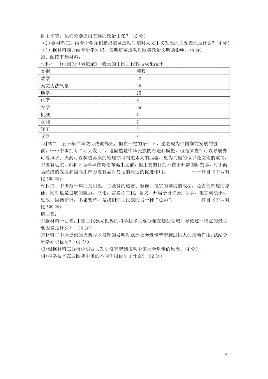 江苏省无锡市第三高级中学高二历史(选修)试题_第4页