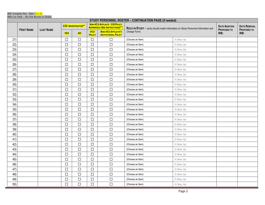 study personnel roster - vcu office of research研究人员花名册-研究vcu办公室_第2页