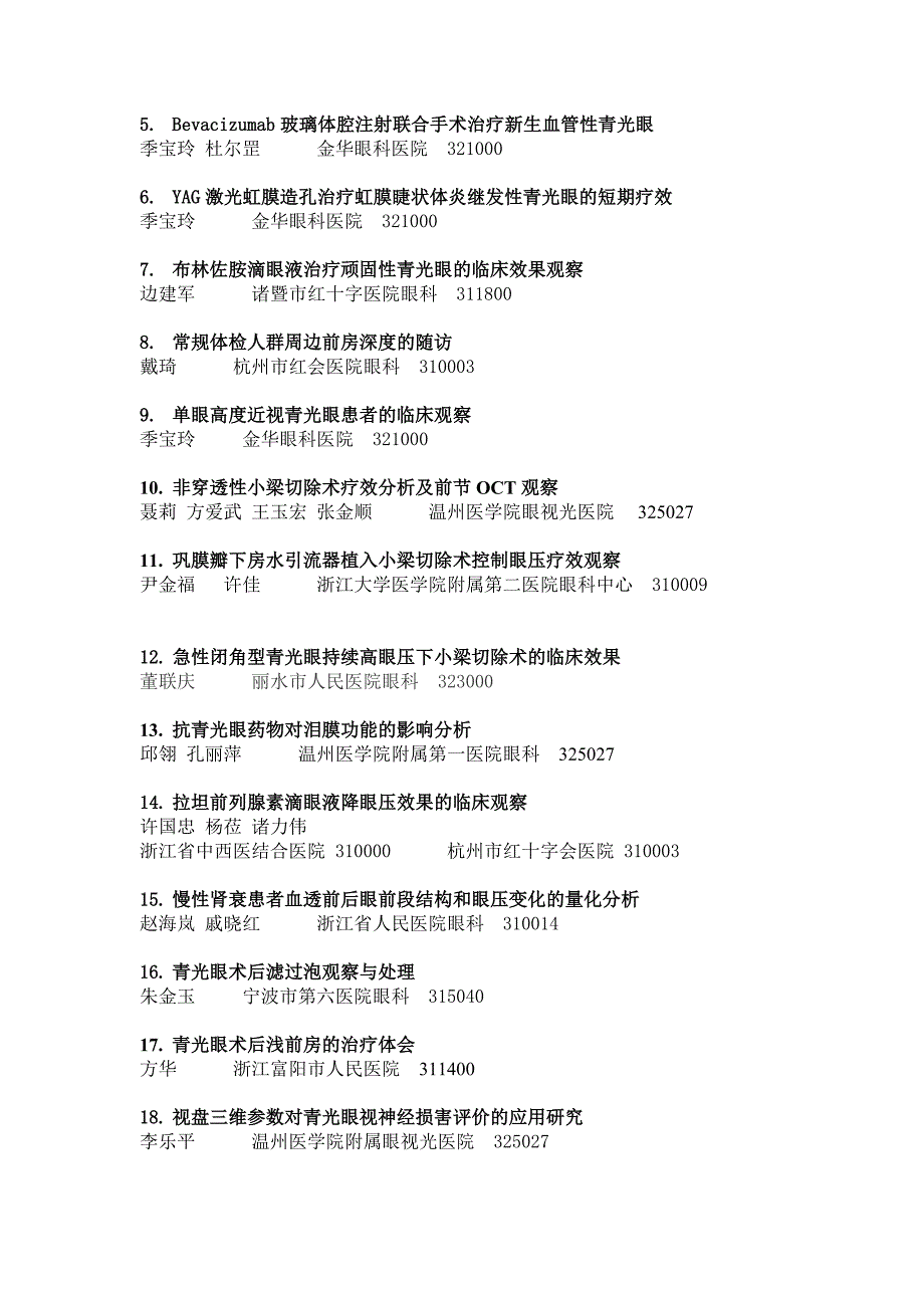 2010年浙江省眼科学术会议论文集论文交流目录_第4页