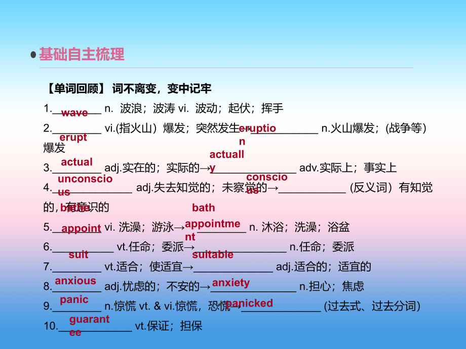 2019年高考英语人教版一线一轮复习课件：选修6 unit 5　the power of nature _第3页