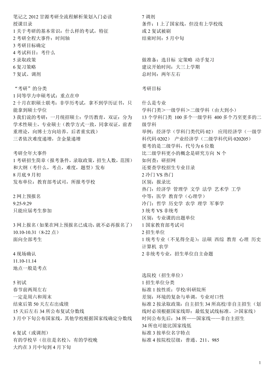 笔记之2012甘源考研全流程解析策划入门必读_第1页