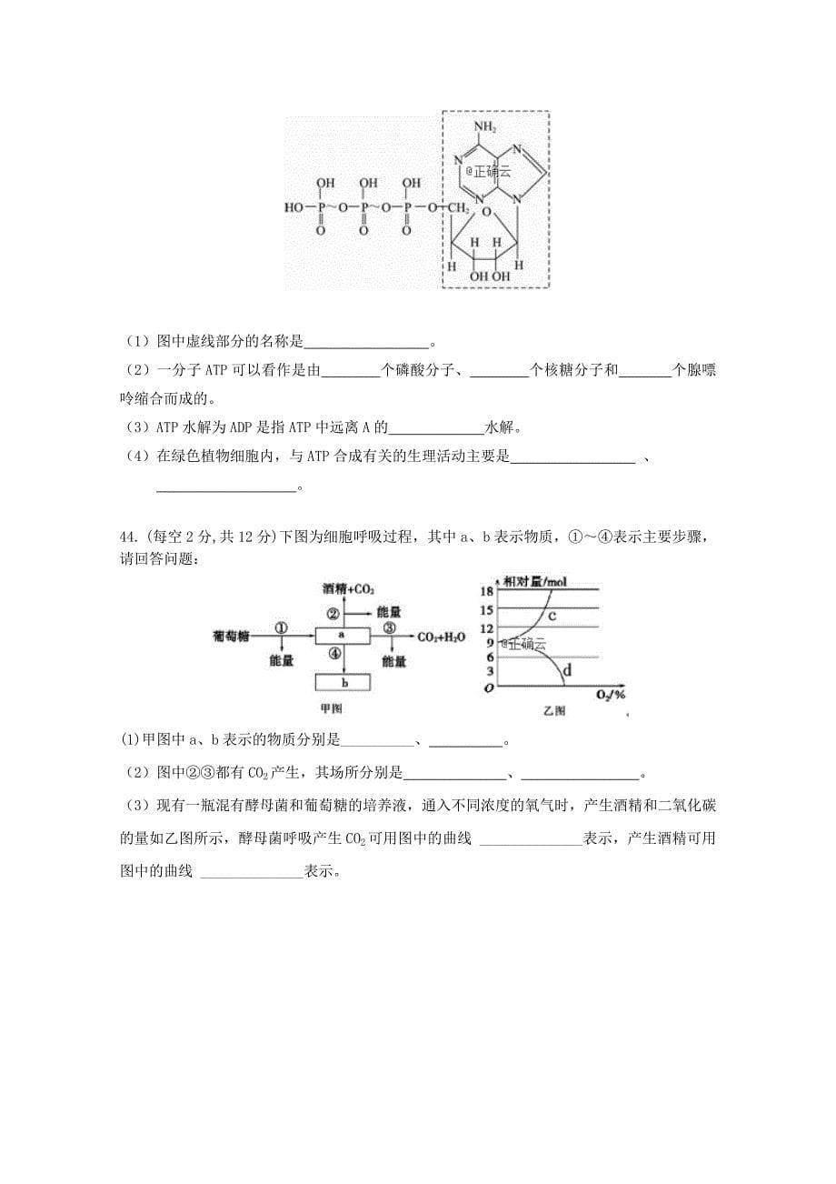 黑龙江省大庆十中2018-2019学年高一上学期期末考试生物试卷 word版含答案_第5页