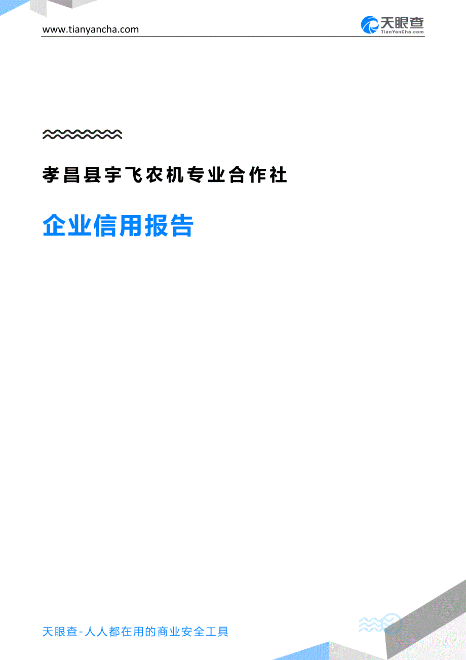 孝昌县宇飞农机专业合作社企业信用报告-天眼查_第1页