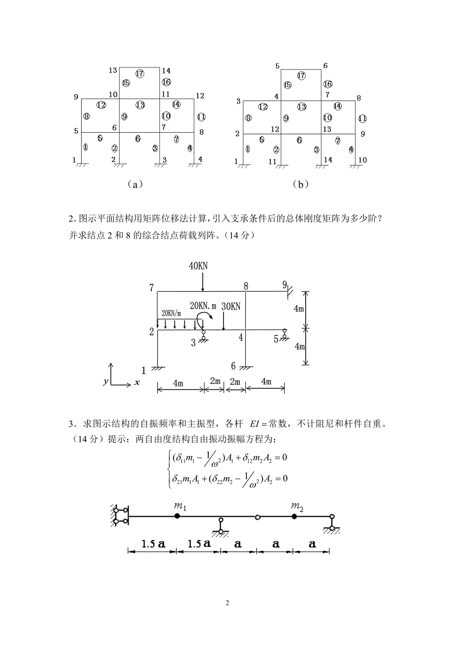 2004级土木结构力学（下）试题_第2页