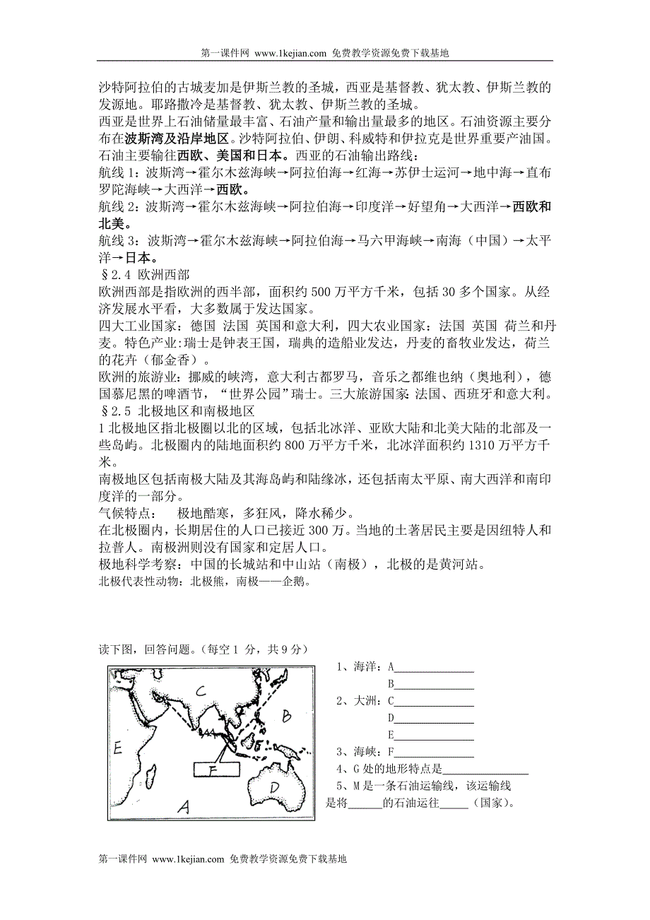 初一下册地理期中复习  湘教版_第3页