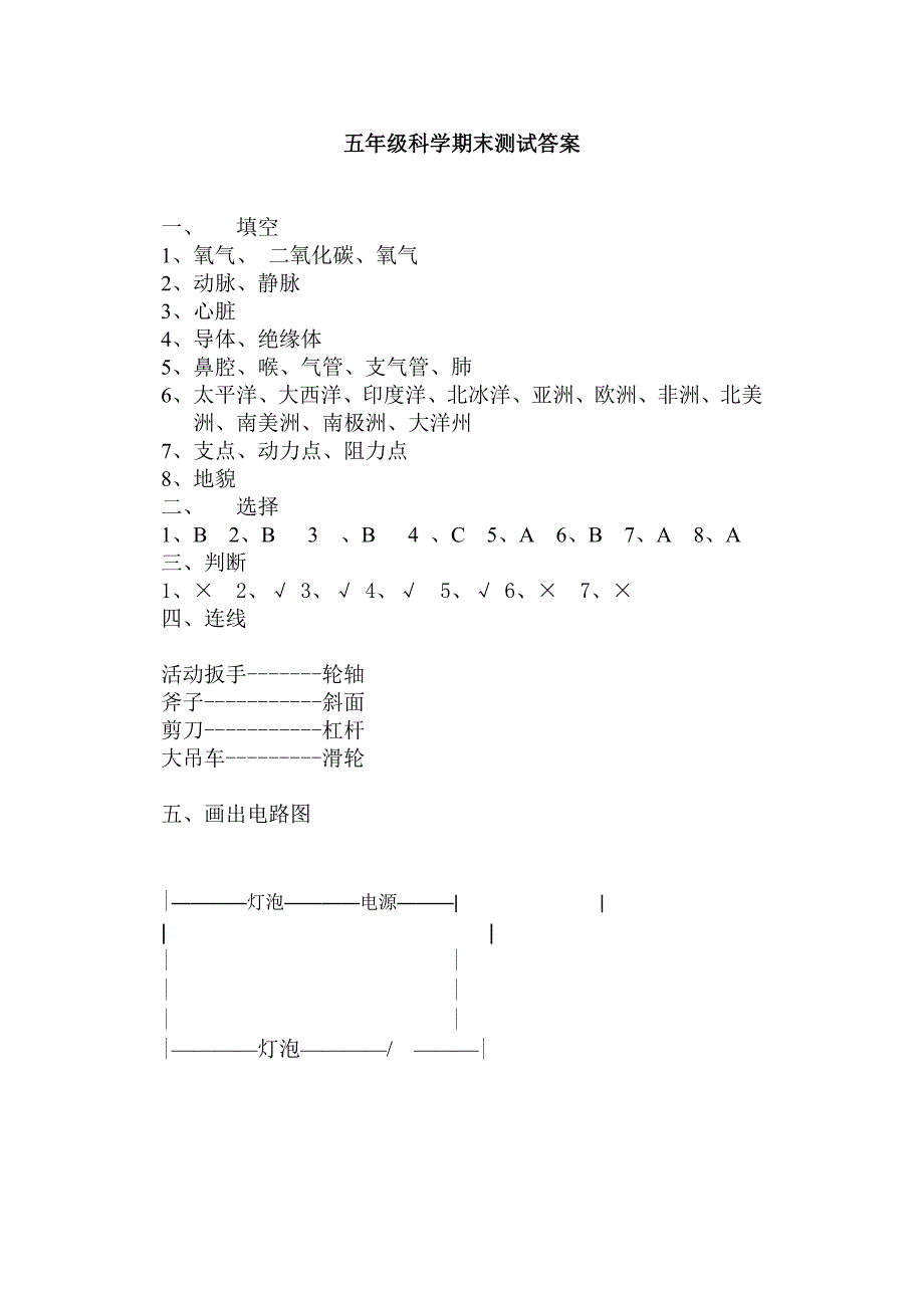 2010—2011学年度第一学期五年级科学学科期末测试卷_第4页