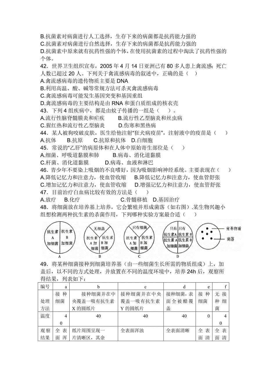 2006年中南六省初中生物竞赛初赛题及答案_第5页