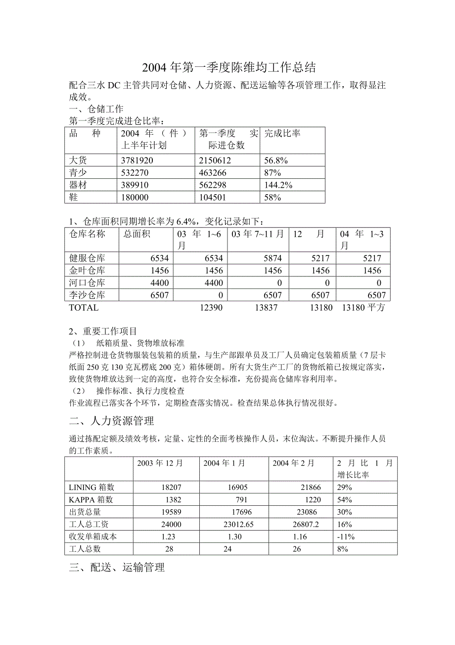 季度物流工作总结_第1页