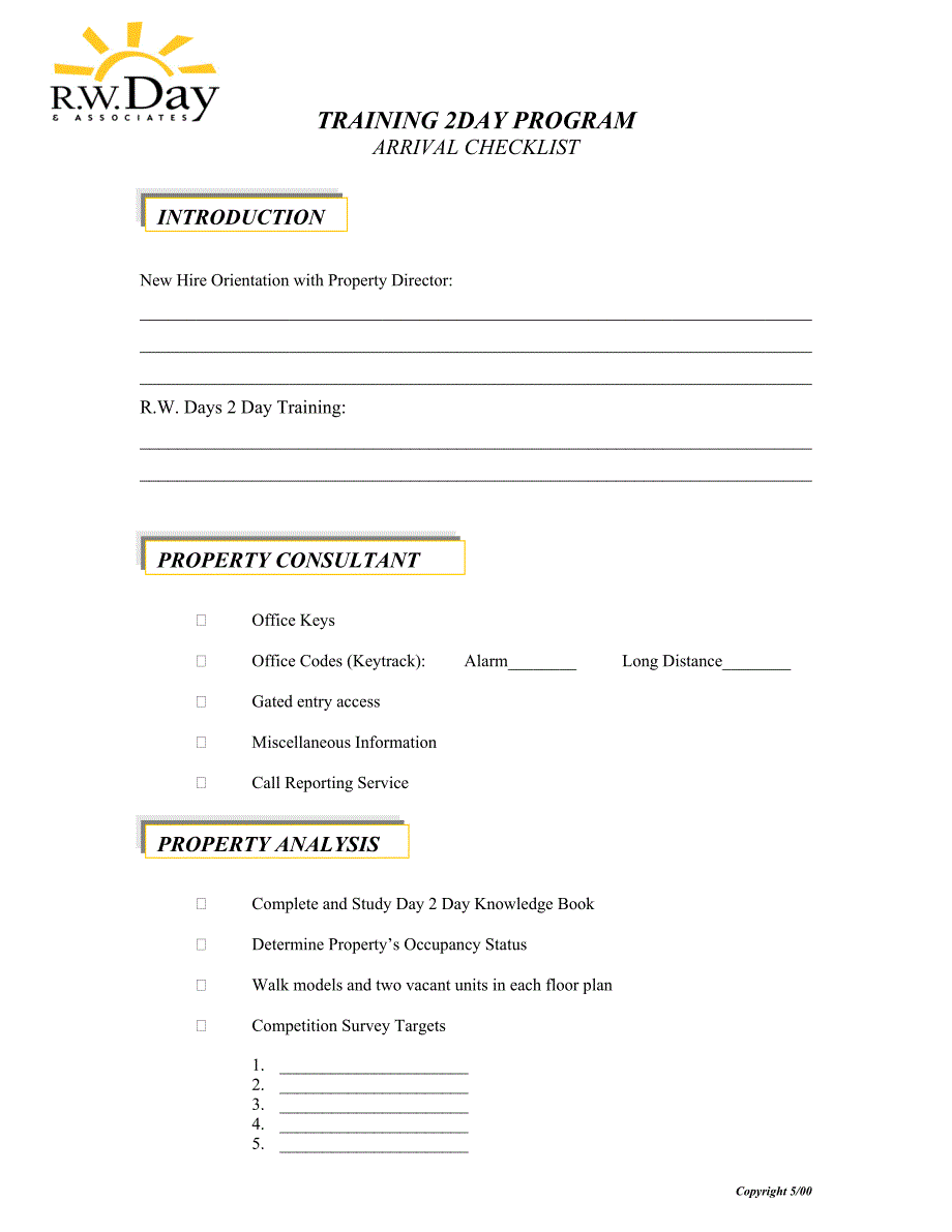 orientation training checklist定向培训清单_第1页