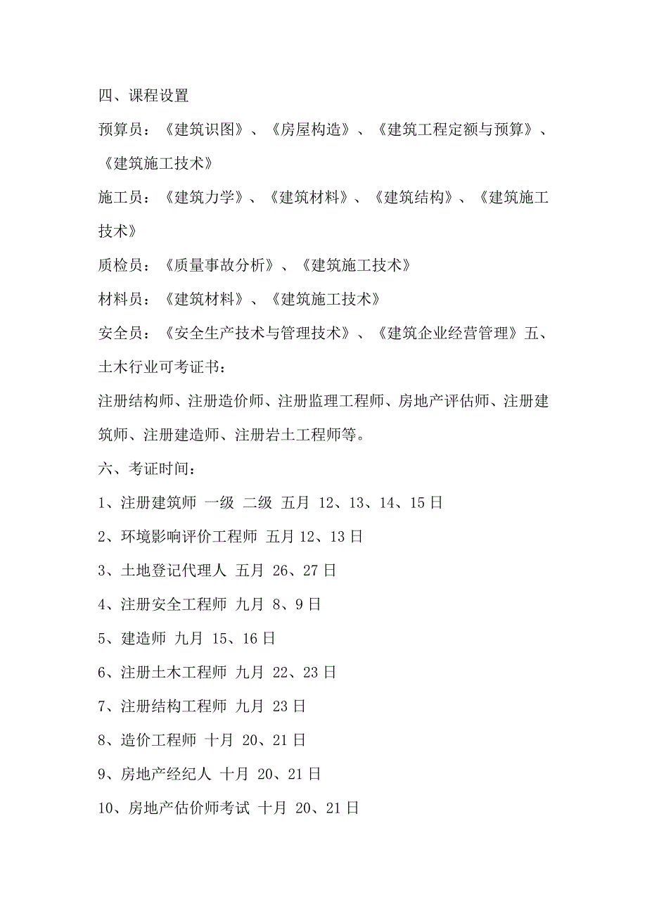 建筑工程施工与管理专业考证种类及条件_第2页