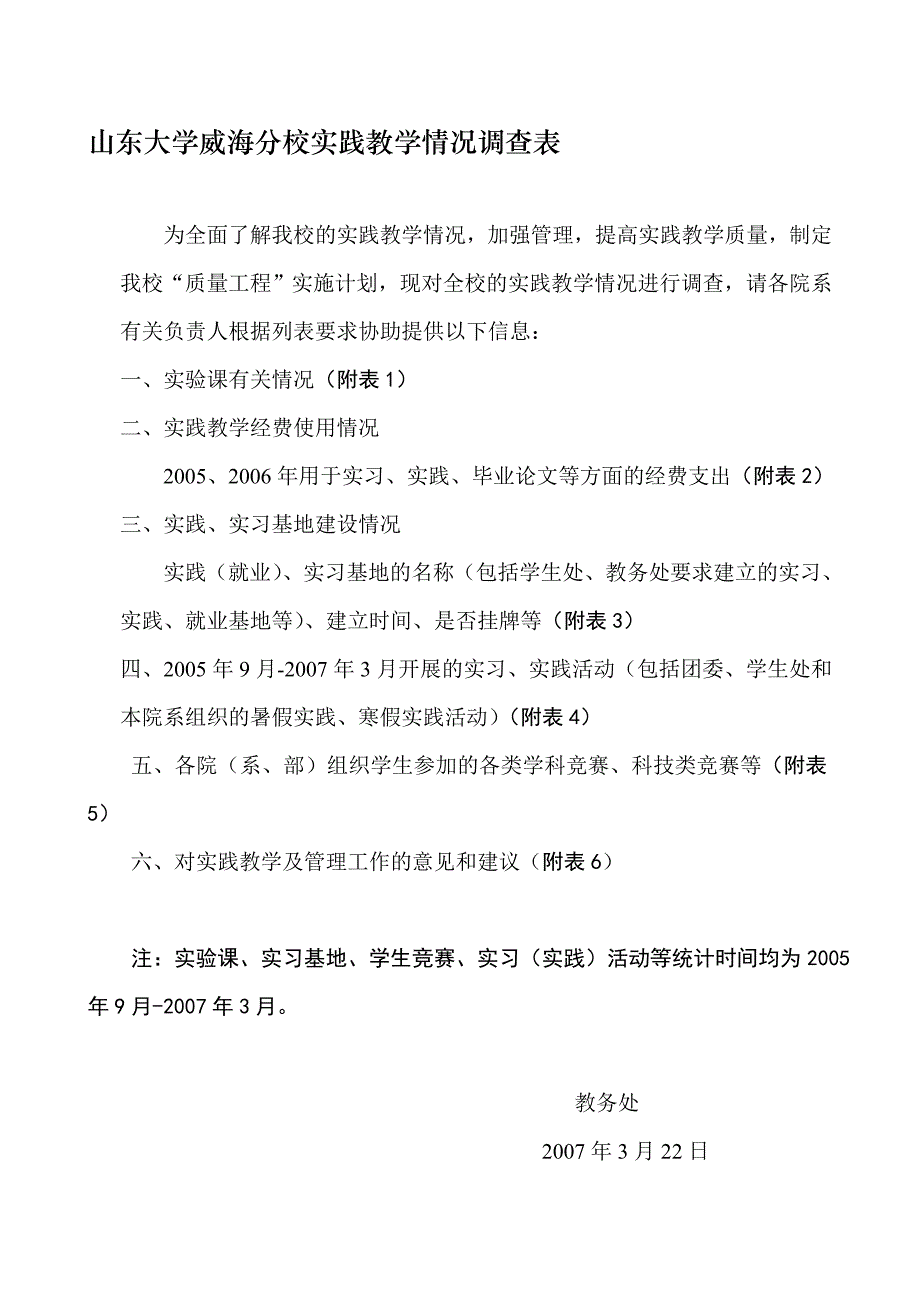 论文：山东大学威海分校实践教学情况调查表_第1页