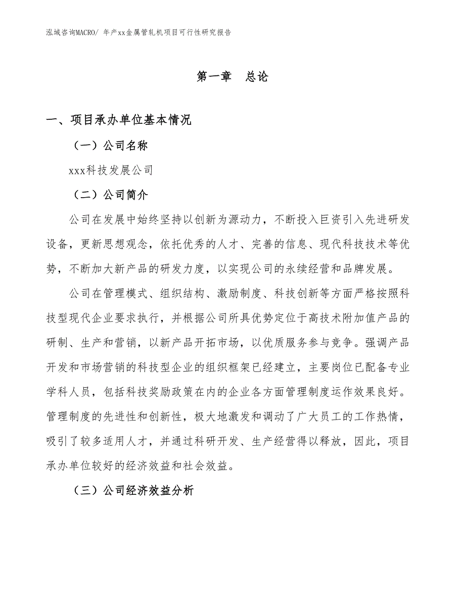 年产xx金属管轧机项目可行性研究报告_第3页