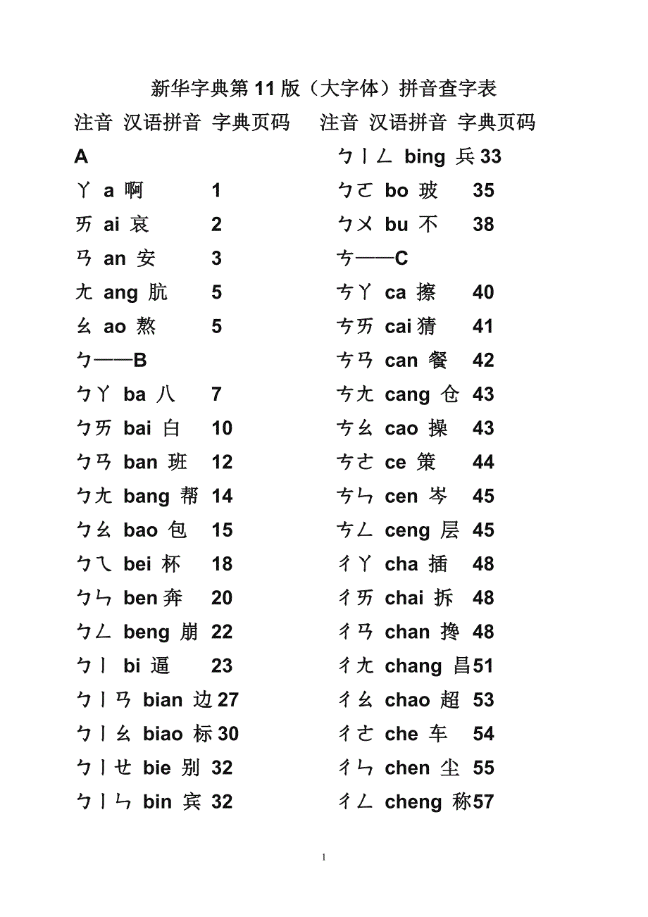 注音汉语拼音的新华字典对照表5_第1页