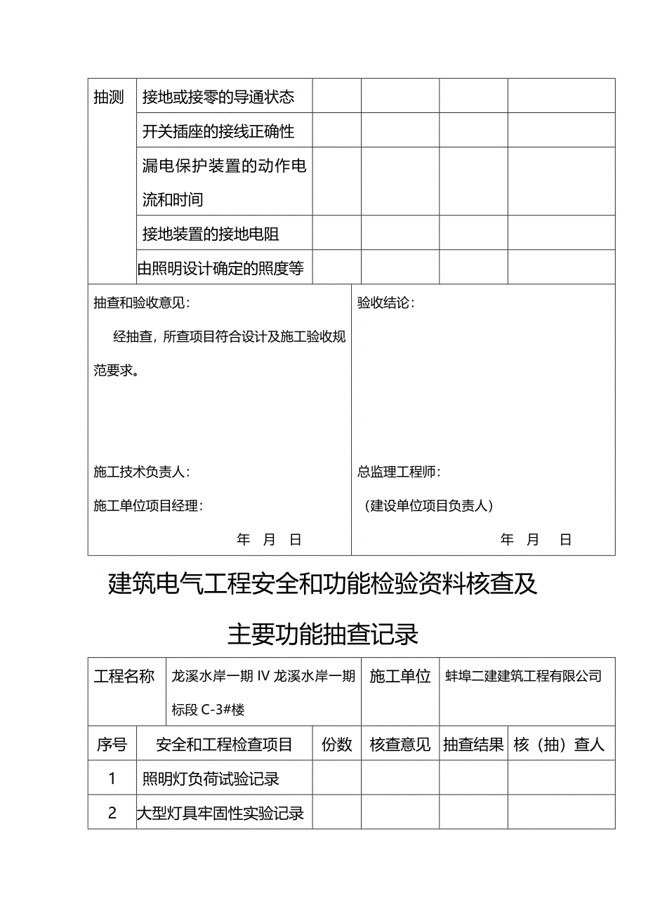 建筑电气工程安全和功能检验资料核查及主要功能抽查记录_第3页