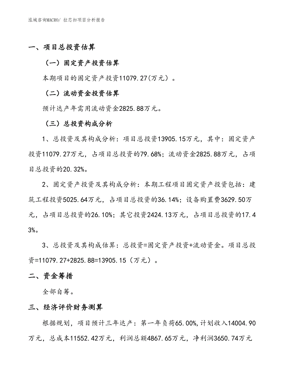 拉芯扣项目分析报告_第1页