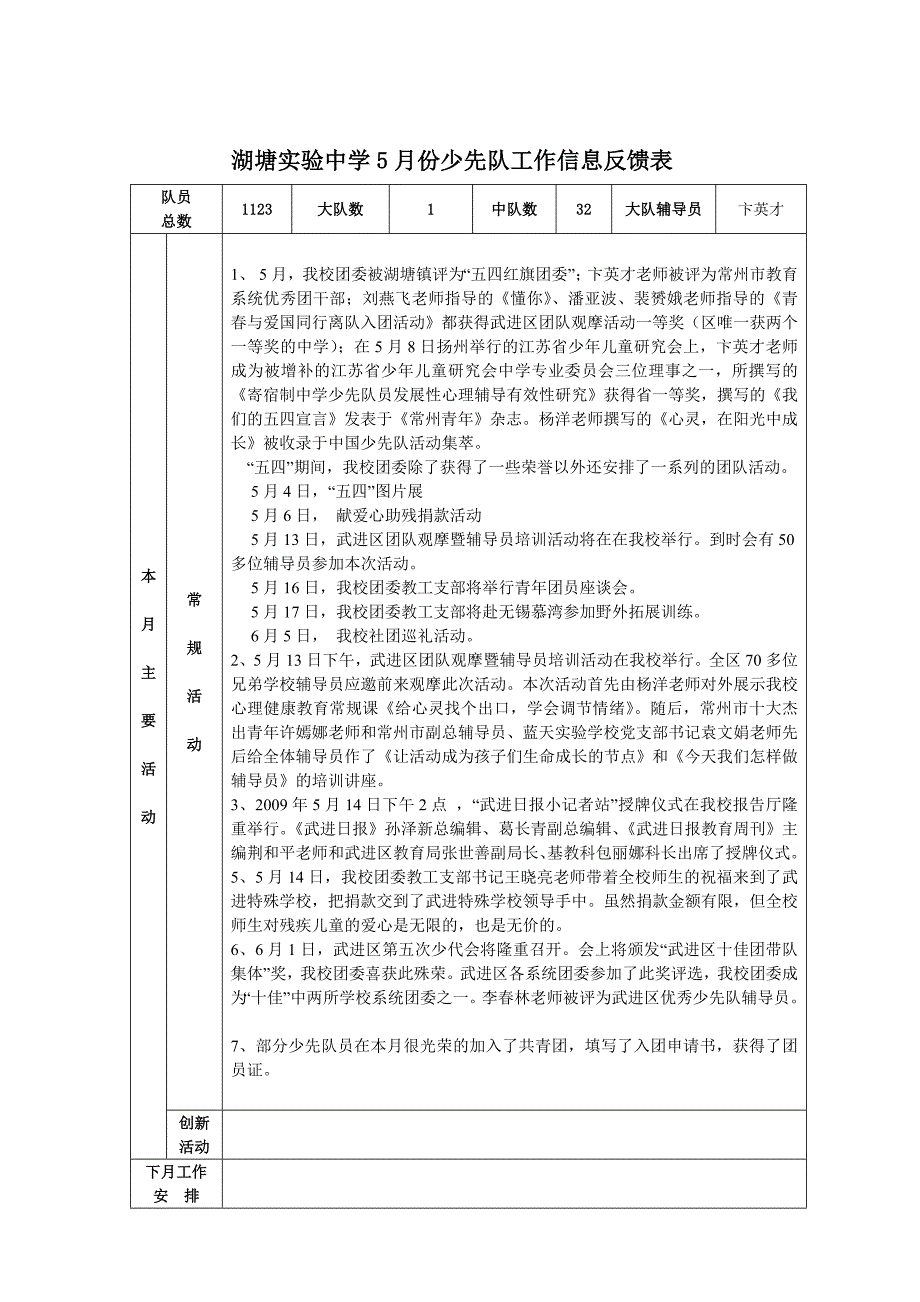 湖塘实验中学3月份少先队工作信息反馈表_第3页