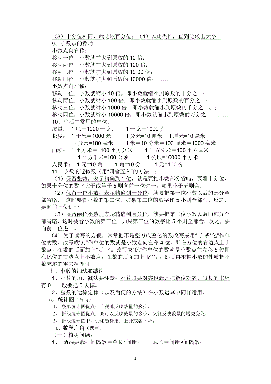 苏教版四年级数学下册背诵或默写知识点_第4页