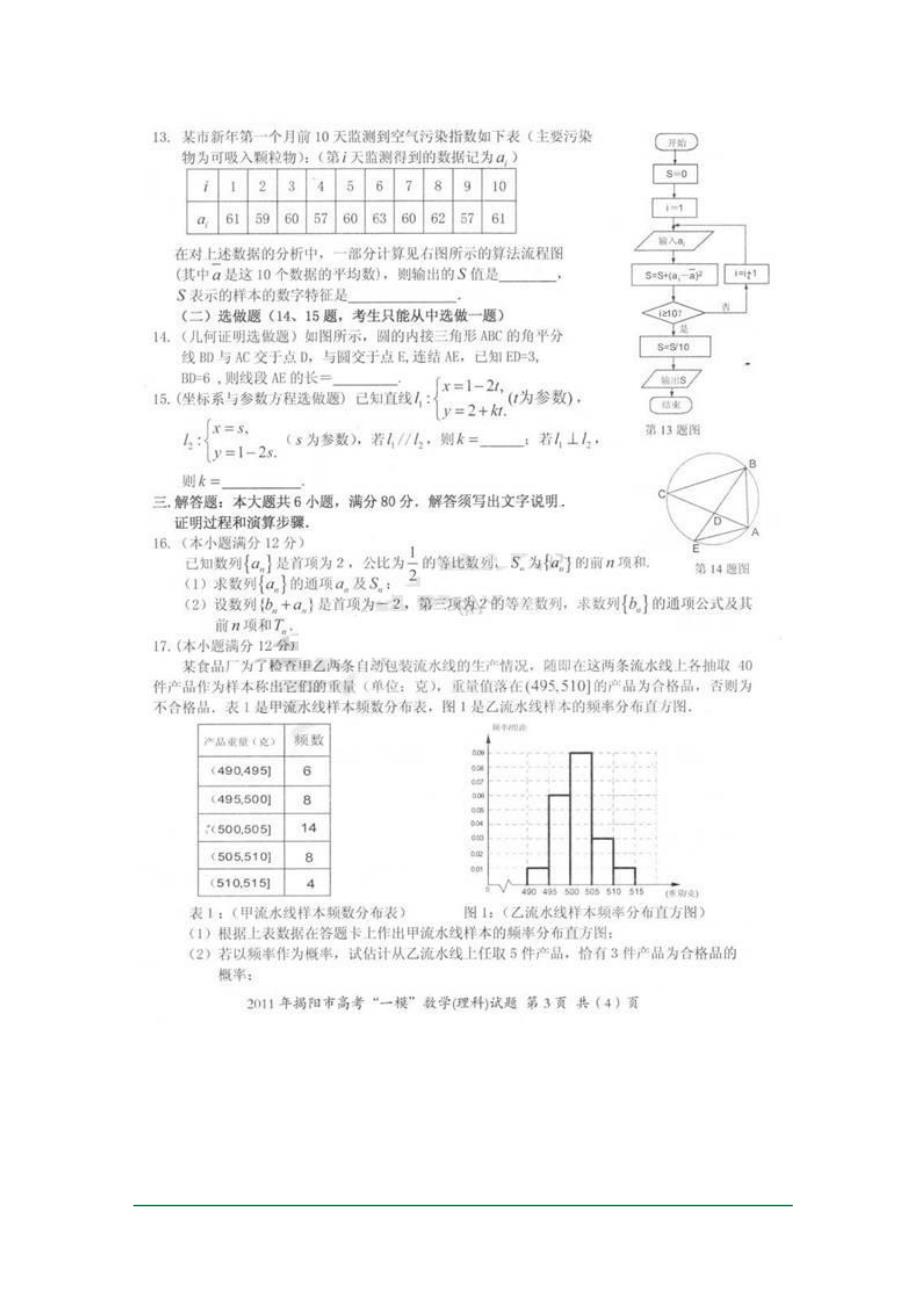 广东省揭阳市2011届高三第一次模拟考试（数学理）原版_第3页