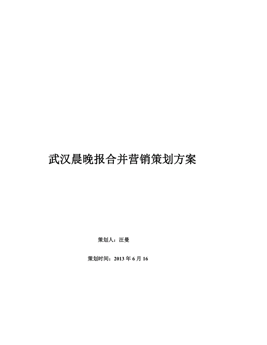 武汉晨晚报营销策划方案_第1页