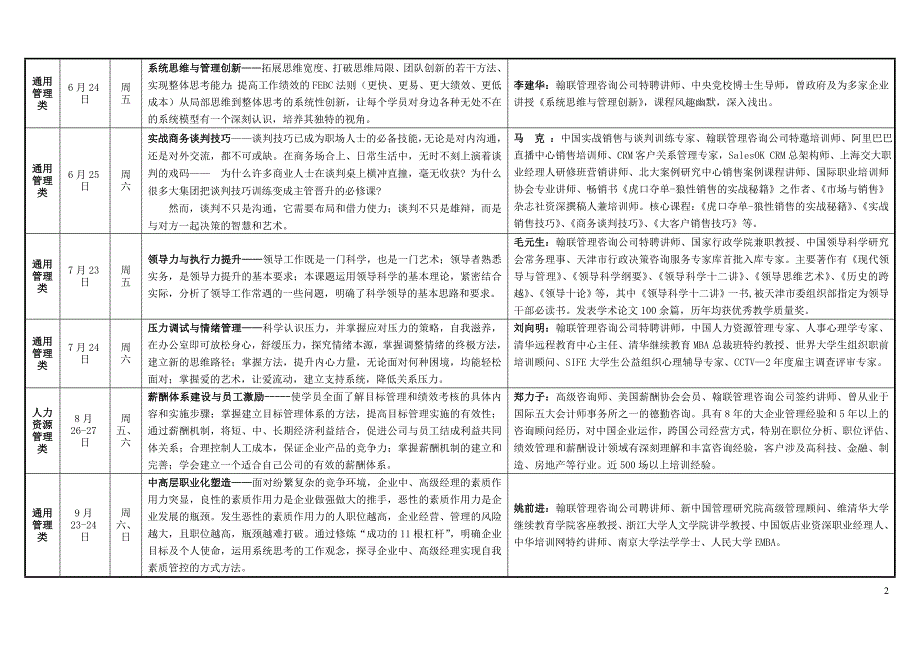 翰联2011年课程表_第2页