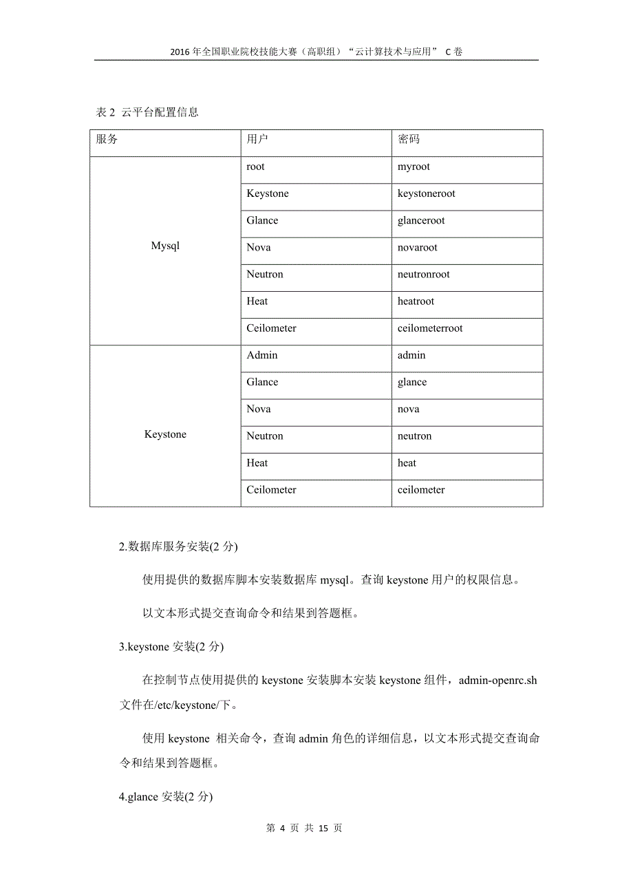 职业院校技能大赛资料--2016年全国高职云计算技术与应用c卷_第4页