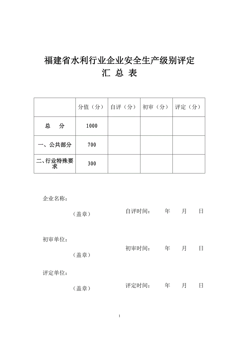 福建省水利行业企业安全生产级别评定_第1页