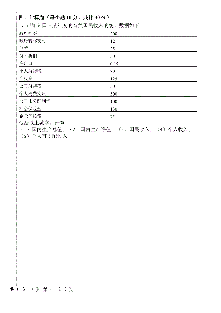 西方经济学（宏观部分）试卷03及答案_第4页