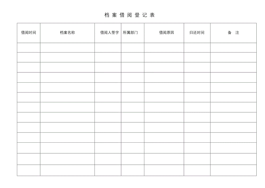 耐火材料企业之 档案借阅登记表_第1页