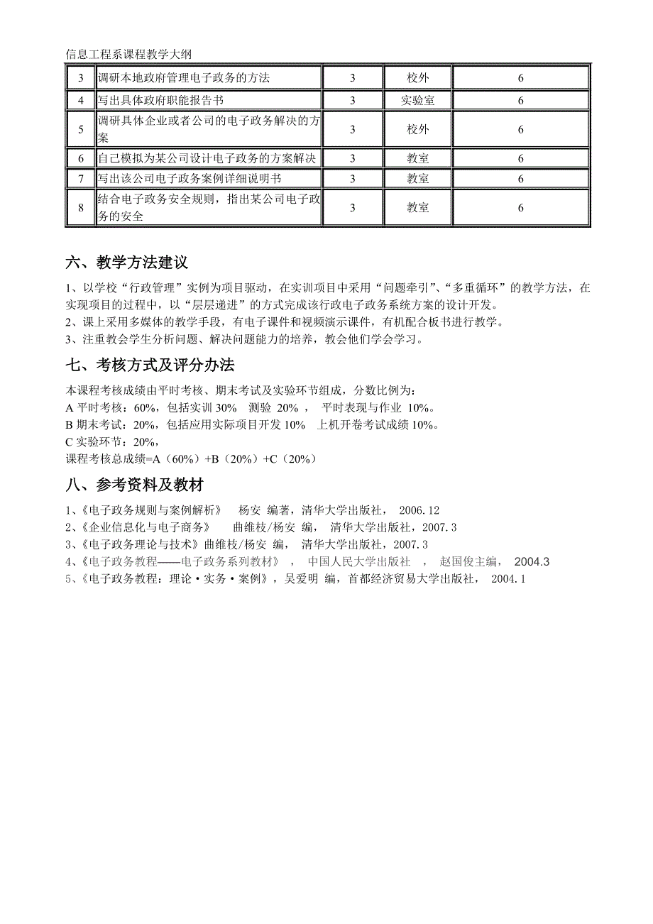 电子政务信息处理课程教学技术大纲_第4页