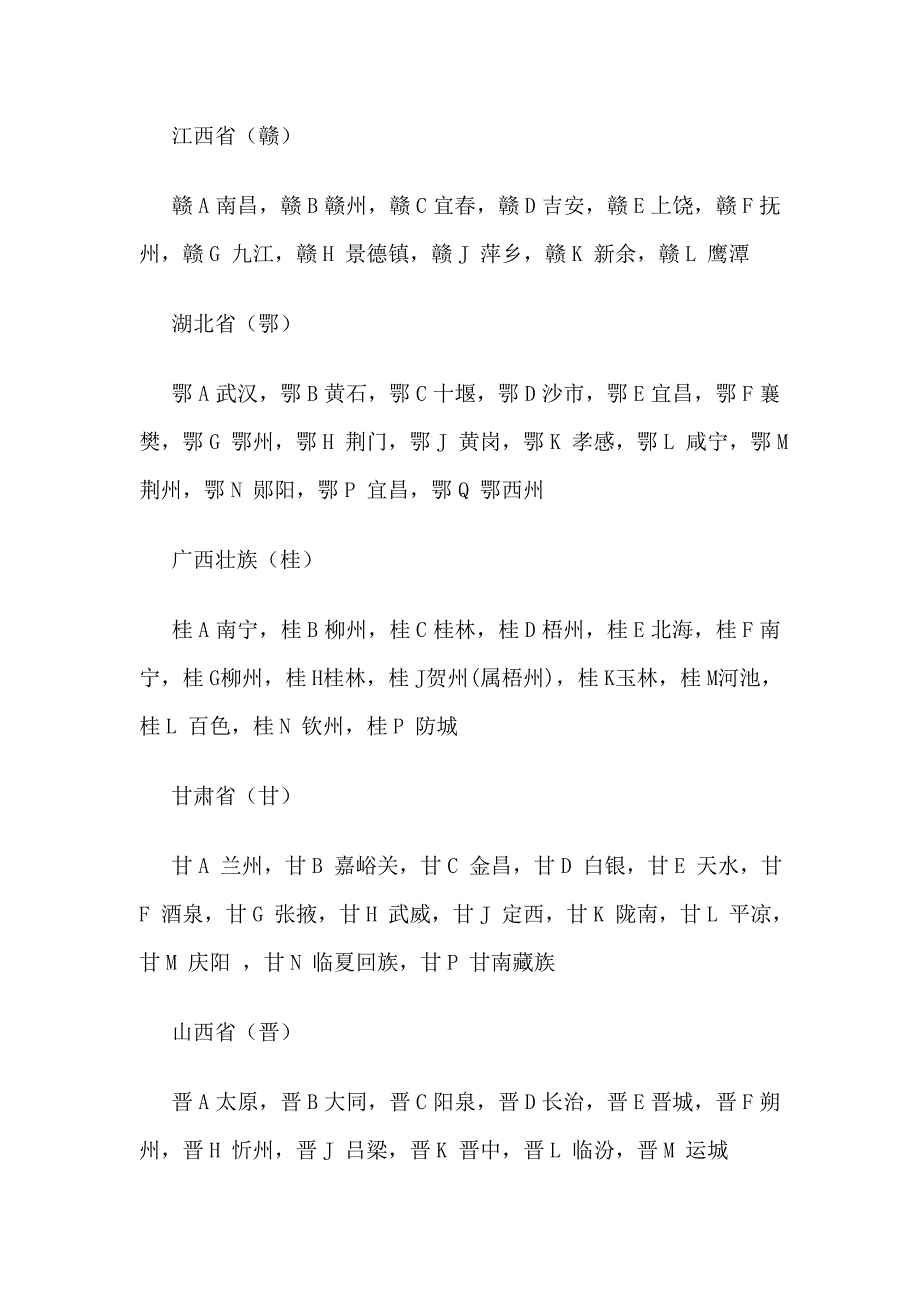 国内-各地车牌字母简称_第4页