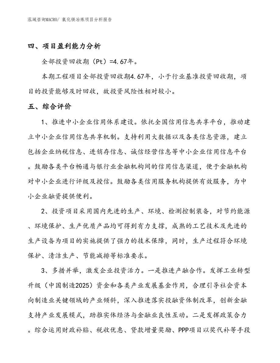 氯化镁冶炼项目分析报告_第4页