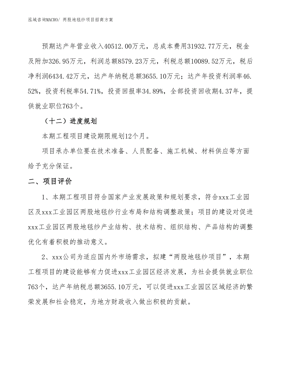 xxx工业园区两股地毯纱项目招商_第3页