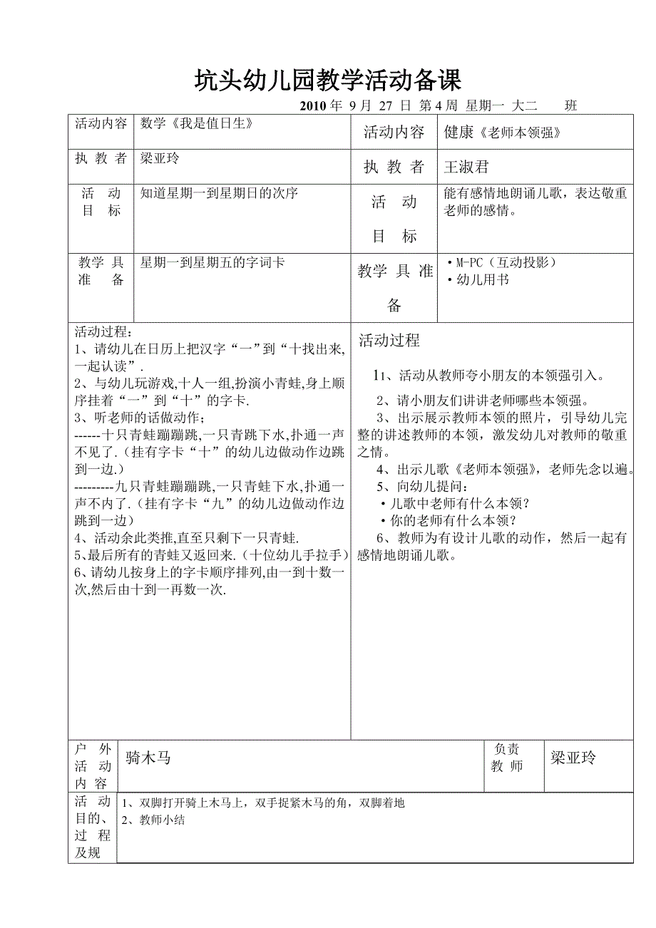 坑头幼儿园2010学年第一学期大二班备课第4周_第2页