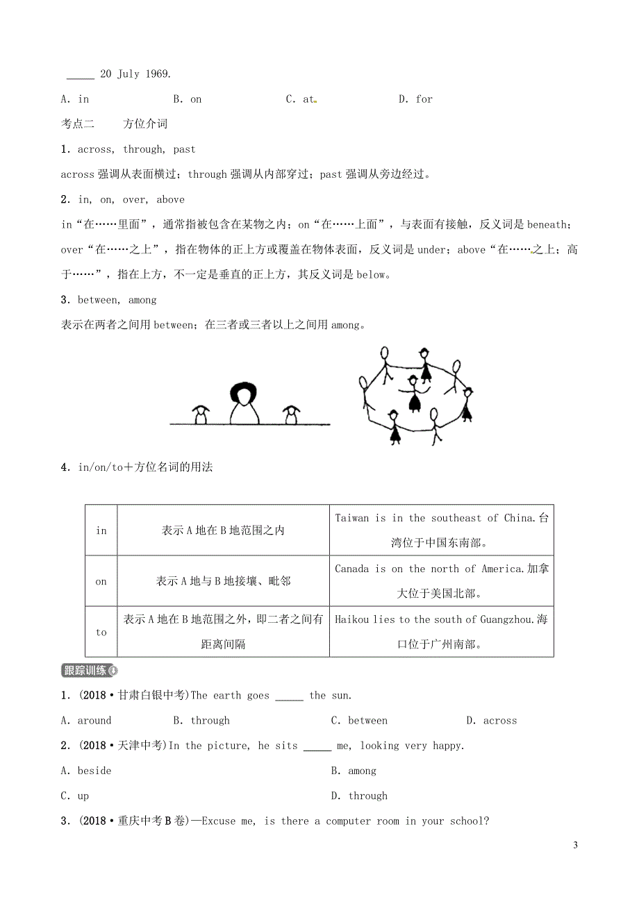 山东省滨州市2019年中考英语语法专项复习 语法二 介词语法考点剖析_第3页