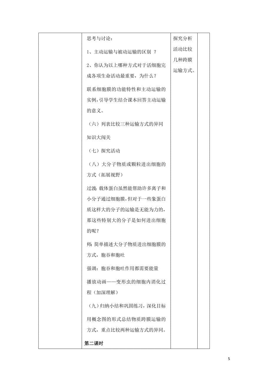 陕西省石泉县高中生物 第三章 细胞的基本结构 3.3 物质的跨膜运输教案 新人教版必修1_第5页