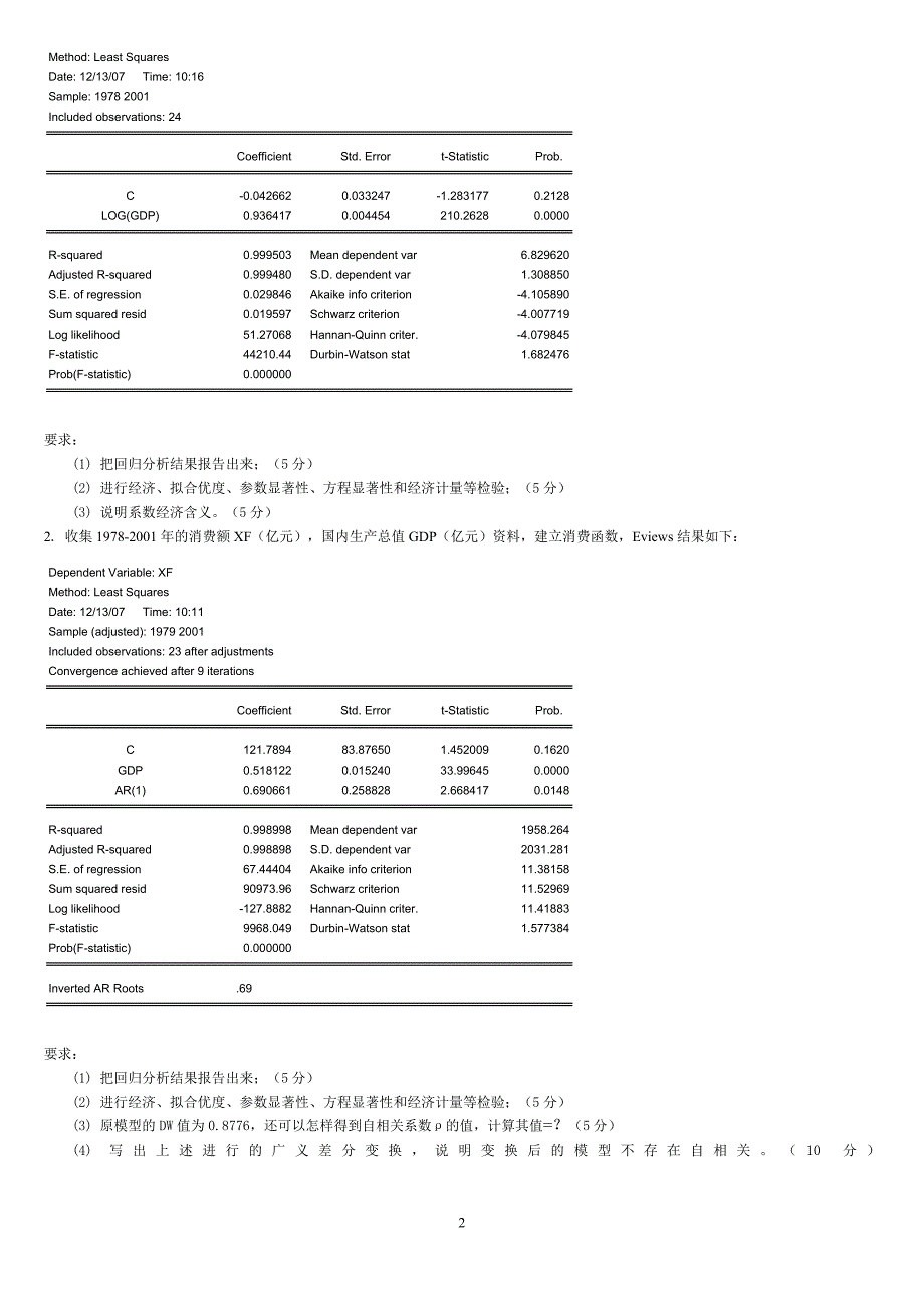 广东商学院计量经济学12套卷子(2007——2011年)_第2页