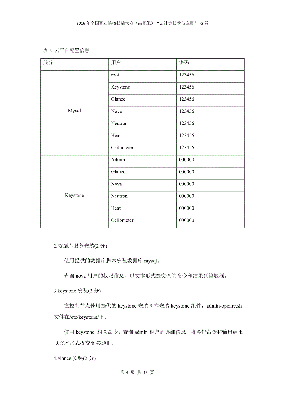 职业院校技能大赛资料--2016年全国高职云计算技术与应用g卷_第4页